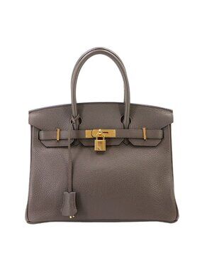 Hermes Birkin 30 Taurillon Clemence Etain Hand Bag Gold